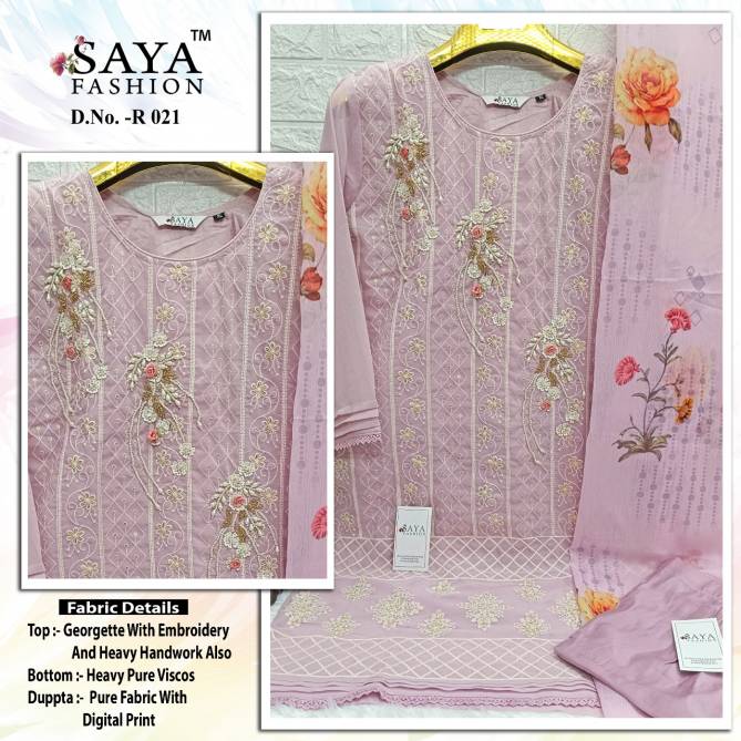 R 021 By Saya Embroidery Georgette Pakistani Readymade Suits Wholesale Market In Surat